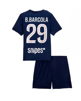 Billige Fotballdrakt Paris Saint-Germain Bradley Barcola #29 Replika Hjemmedraktsett Barn 2025-26 Kortermet (med bukser)